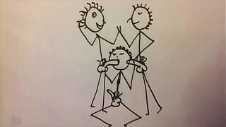 Short stickman animation of a young fit defy giving duo guys a blowjob beguilement stop motion cartoon by A55B4Nd1T